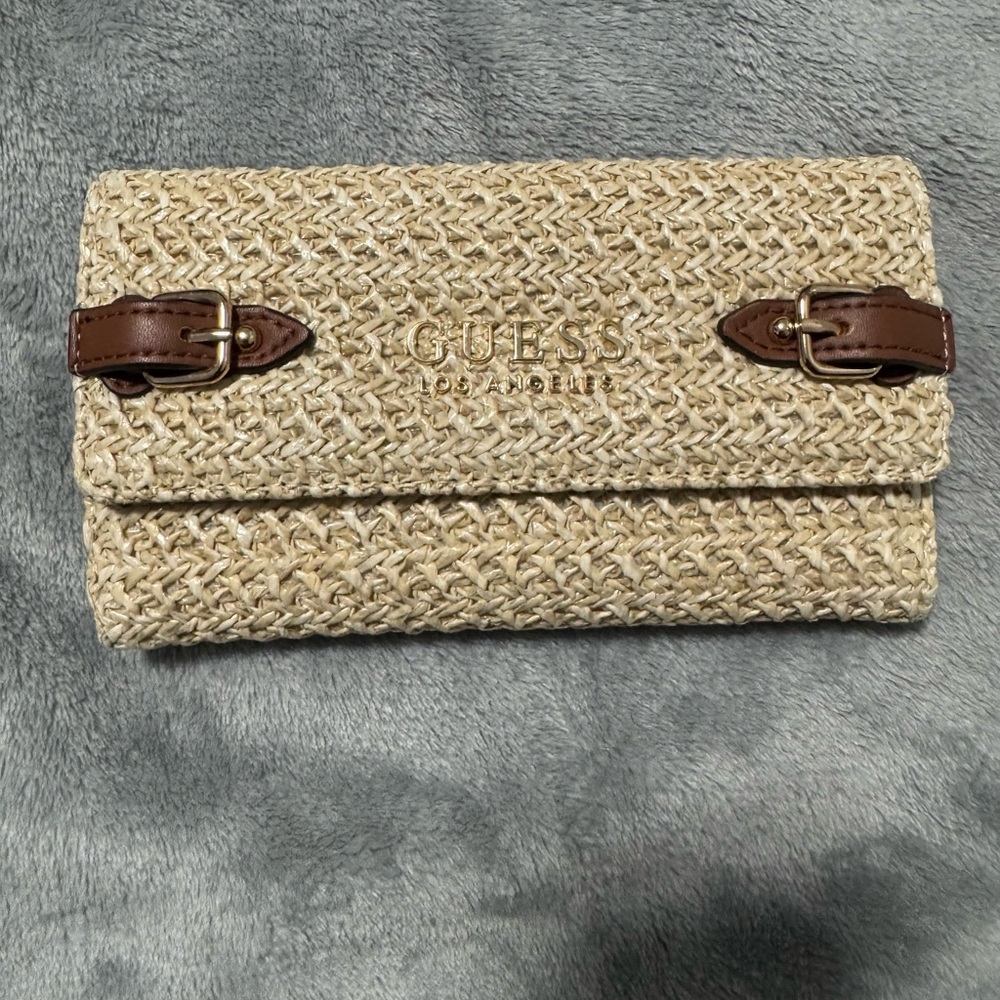 Guess Beige Wallet with Gold Snap